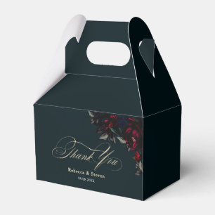Chic red turquoise floral moody dark wedding favour box