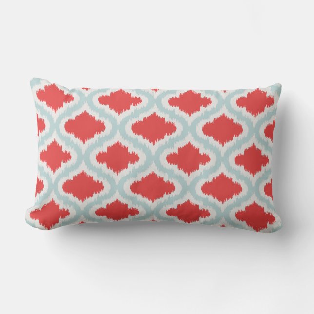 chic red turquoise moroccan pattern ikat pillow (Front)