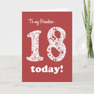 Chic Red, White 18th Birthday for Grandson Card