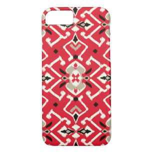 Chic red white black ikat tribal pattern Case-Mate iPhone case