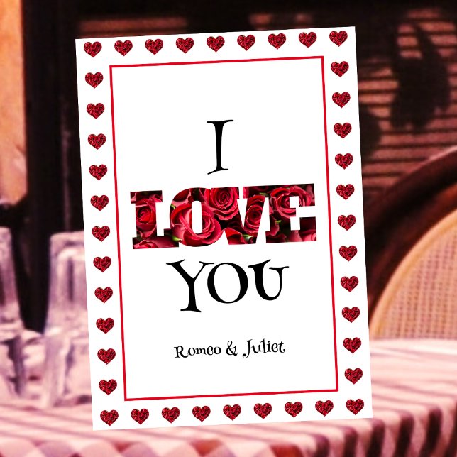 Chic Red & White I Love You Heart Valentines Day Holiday Card (Creator Uploaded)
