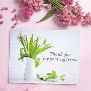 Chic Referral Thank You Tulip Flowers Business Card