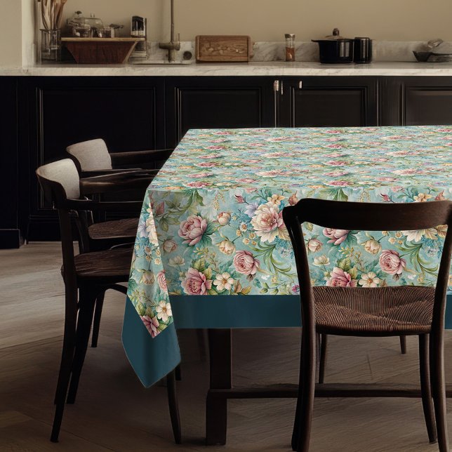 Chic Refined Rococo Floral Soft Pastel Elegant Tablecloth (Chic Refined Rococo Floral Soft Pastel Elegant Tablecloth)