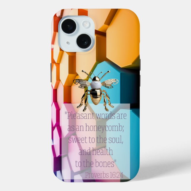 Chic Religious Rainbow Honeycomb Gold Bee Case-Mate iPhone Case (Back)