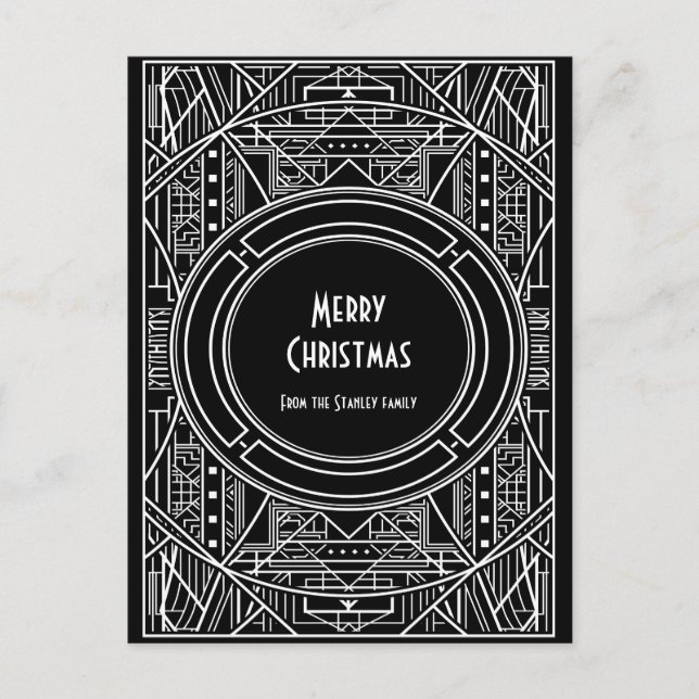 Chic retro art deco Merry Christmas Postcard (Front)