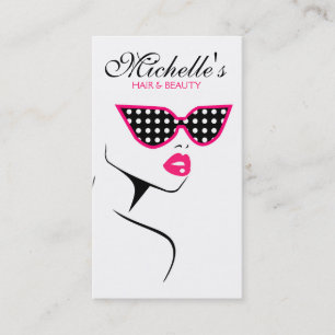Chic Retro Black Pink Polka Dot Sunglasses Beauty  Business Card