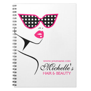 Chic Retro Black Pink Polka Dot Sunglasses Beauty  Notebook