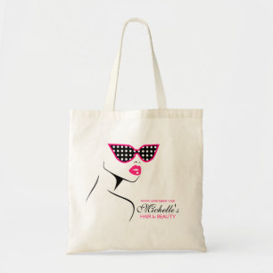 Chic Retro Black Pink Polka Dot Sunglasses Beauty  Tote Bag