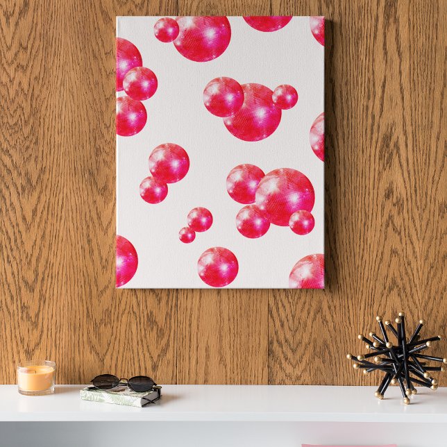 Chic Retro Bold Disco Balls Pink and Orange Poster (Front)