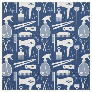 Chic Retro Deep Blue & White Hair Salon Tools Fabric
