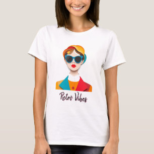 Chic Retro Fashion Portrait T-Shirt