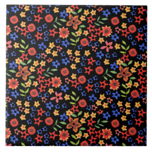 Chic Retro Floral Print Custom Ceramic Tile
