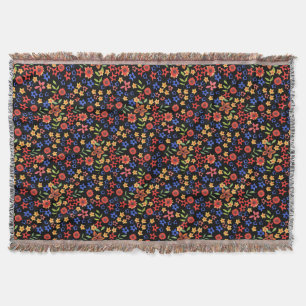 Chic Retro Floral Print Custom Throw Blanket