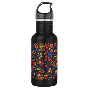 Chic Retro Floral Print Custom Water Bottle