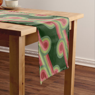Chic Retro Funky Abstract Waves Art Pattern Short Table Runner