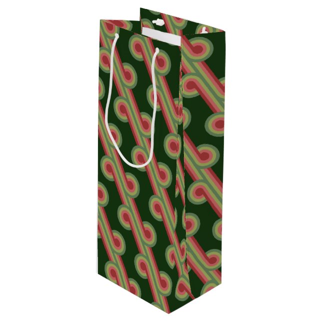 Chic Retro Funky Abstract Waves Art Pattern Wine Gift Bag (Front Angled)