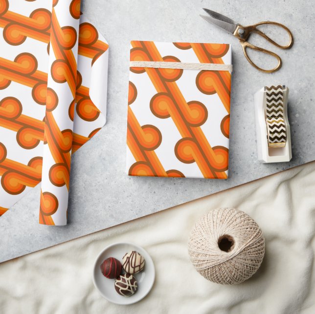 Chic Retro Funky Abstract Waves Art Pattern Wrapping Paper (Crafts)