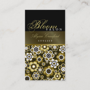 Chic Retro Golden Blooms Flower Power Profile Card