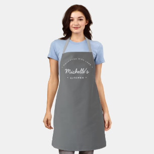 Chic Retro Grey Homemade with Love Custom Apron