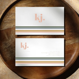 Chic Retro Stripes Monogram Business Card