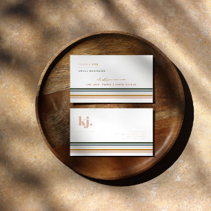 Chic Retro Stripes Monogram Business Thank You Business Card