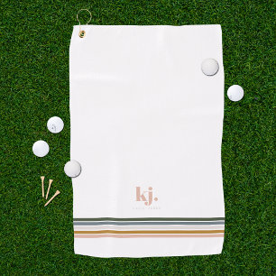 Chic Retro Stripes Monogram Golf Towel