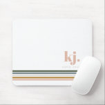 Chic Retro Stripes Monogram Mouse Pad<br><div class="desc">A minimalist monogram design with large typography initials in a classic font with your name below and chic retro rainbow colored stripes. Personalized mouse pads are the answer to a dull desk. Co-workers, teachers & friends will love our mouse pads. Make sure to buy one for yourself to spruce up...</div>