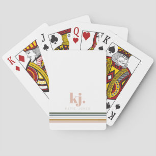 Chic Retro Stripes Monogram Playing Cards