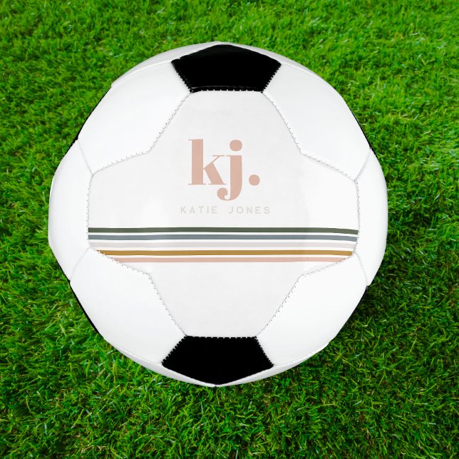 Chic Retro Stripes Monogram Soccer Ball (Creator Uploaded)