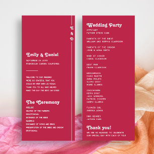 Chic Retro Summer Pink Monogram Wedding Program Programme