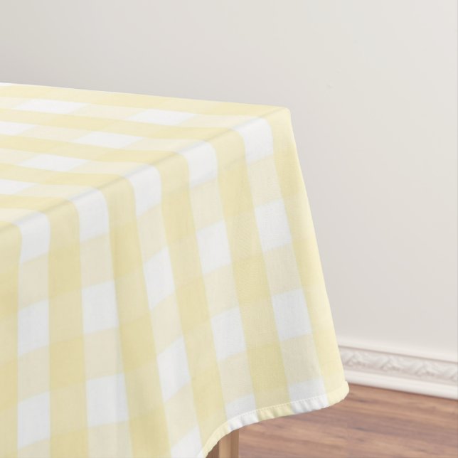 Chic Retro Sunny Yellow Gingham Pattern Spring  Tablecloth (In Situ)