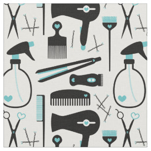 Chic Retro Teal Black White Hair Salon Tools Fabric