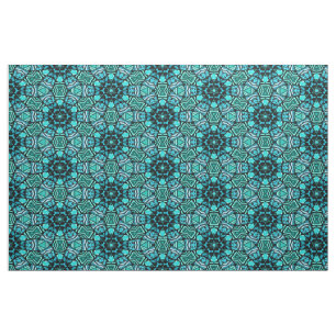 Chic Retro Teal Turquoise Oriental Mosaic Pattern Fabric