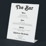Chic Retro Vintage Wedding Drinks Bar Menu Pedestal Sign<br><div class="desc">The bar is open! Chic Wedding Bar Menu Sign with retro inspired typography and a touch of vintage - a trendy black and white drinks menu for your wedding or any other celebration. Simply put in your own drinks menu - all colours (background and text colour) can be changed too...</div>