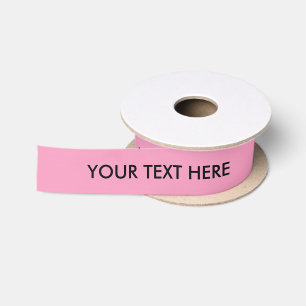 CHIC RIBBON_247 PINK SOLID. BLACK DIY TEXT SATIN RIBBON