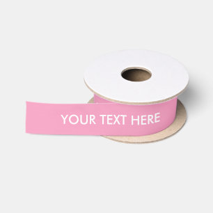 CHIC RIBBON_247 PINK SOLID. WHITE DIY TEXT SATIN RIBBON