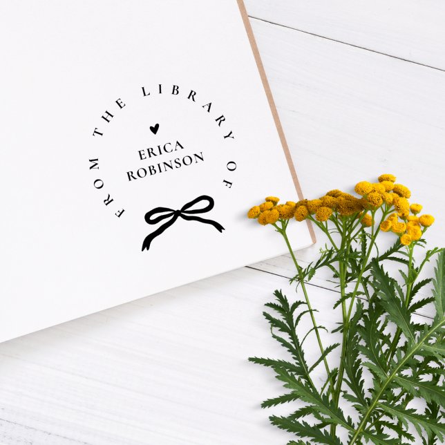 Chic Ribbon Round Elegant Library Book Rubber Stamp (Creator Uploaded)