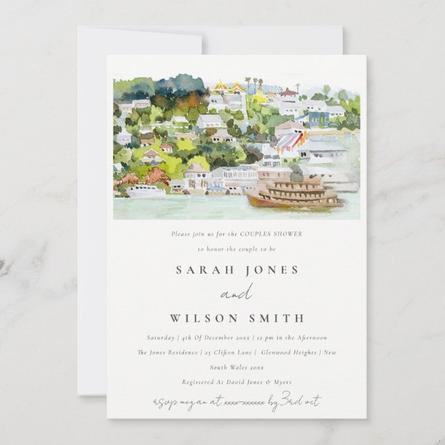 Chic River Cruise Country Landscape Couples Shower Invitation (Front)
