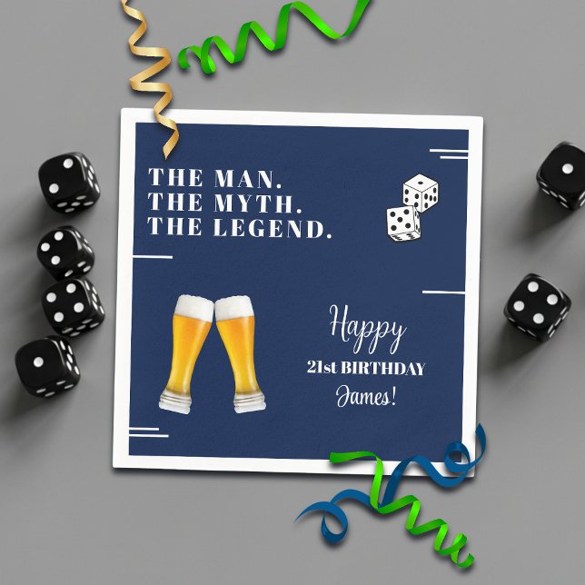 Chic Rolling Dices Pints 21st Birthday Napkin (Creator Uploaded)