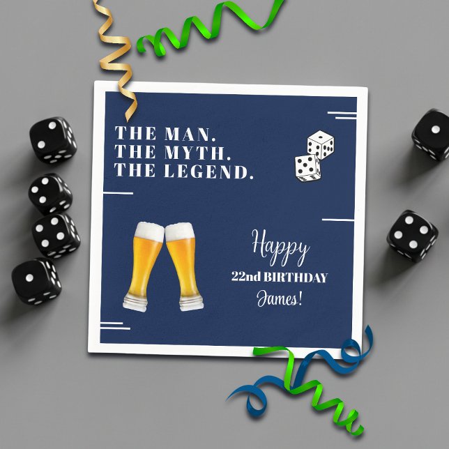 Chic Rolling Dices Pints 22nd Birthday Napkin (Creator Uploaded)