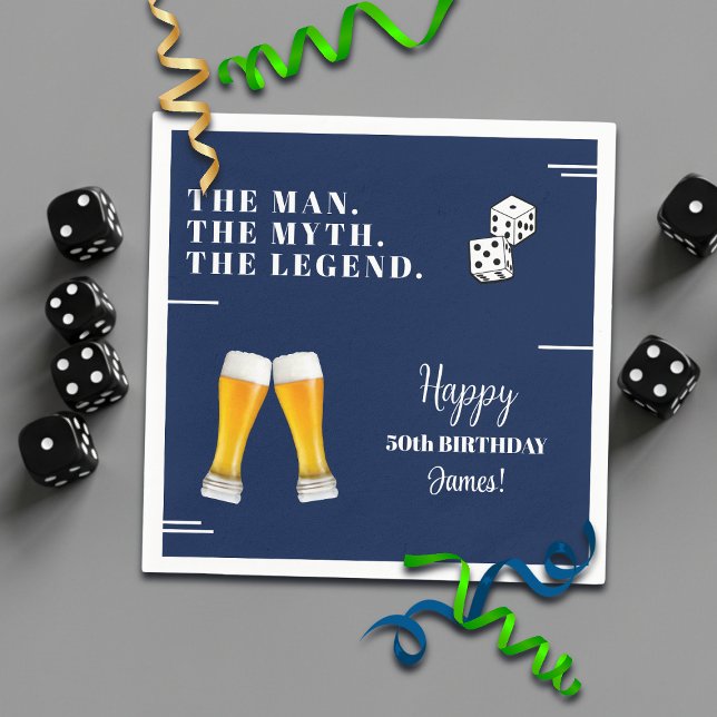 Chic Rolling Dices Pints 50th Birthday Napkin (Creator Uploaded)