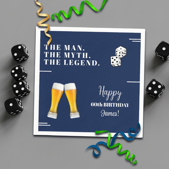 Chic Rolling Dices Pints 60th Birthday Napkin (Creator Uploaded)