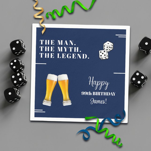 Chic Rolling Dices Pints 99th Birthday Napkin (Creator Uploaded)