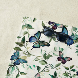 Chic Romantic Blue Butterflies Bridal Shower Beach Towel