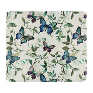 Chic Romantic Blue Butterflies Bridal Shower Cutting Board