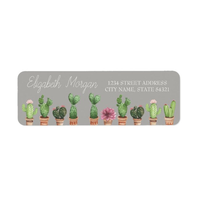 Chic Romantic Cactus  Address Label (Front)