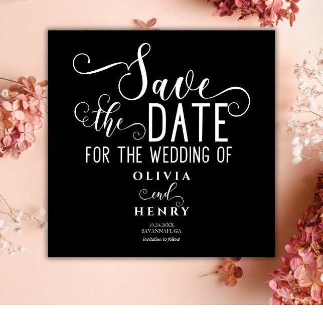 Chic Romantic Calligrphy Black Gothic  Save The Date (Creator Uploaded)