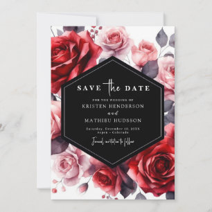 Chic Romantic Crimson Red Wedding Save The Date