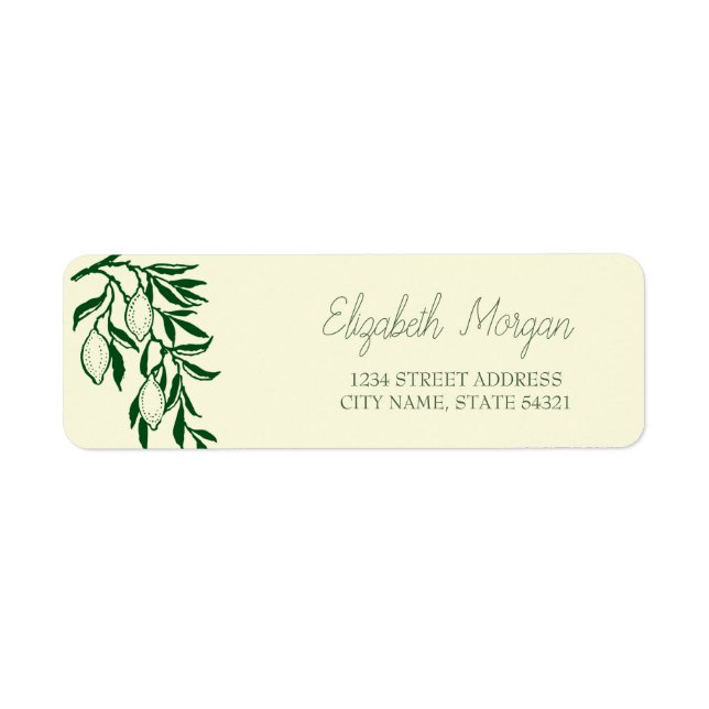 Chic Romantic Lemons   Address Label (Front)