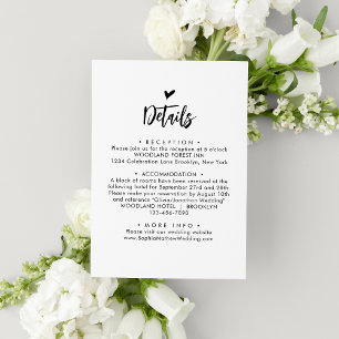 Chic Romantic Lovely Heart Script Monogram Wedding Enclosure Card